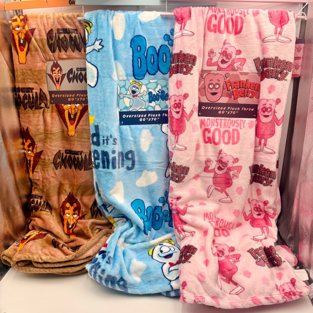 General Mills Cereal Monsters Plush Throw Blankets Franken Berry Boo Count 60x70